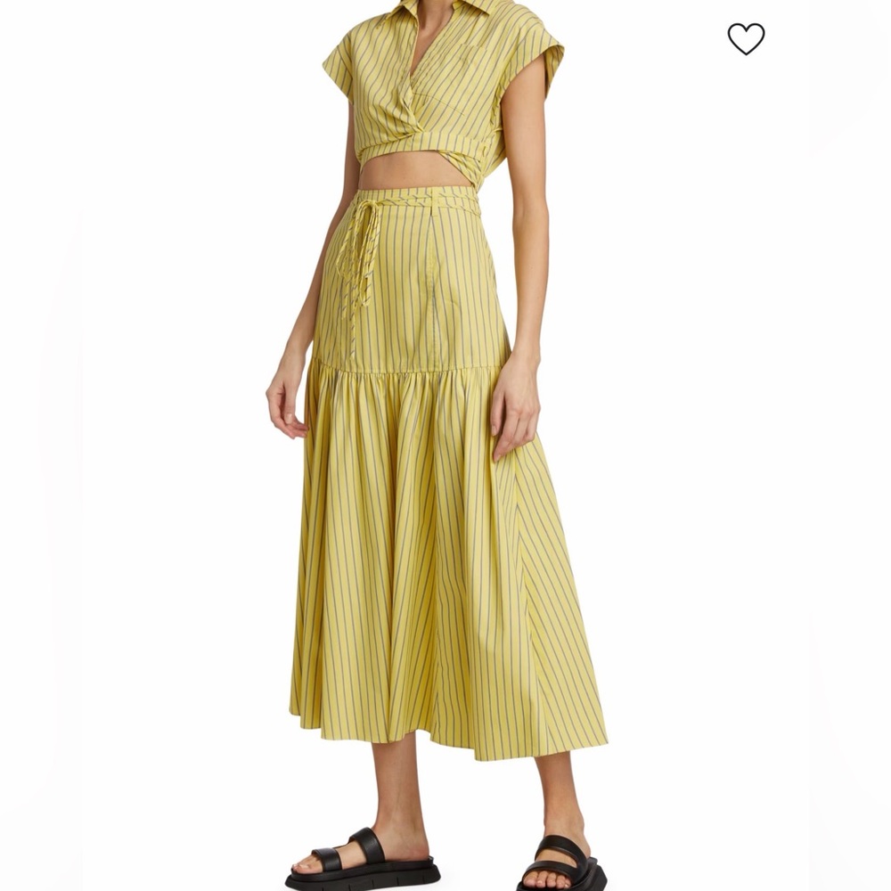 Derek Lam 10 Crosby Charlene Yellow Striped
Cutout Shirt Dress | Size US 2